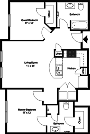 Appaloosa - Two Bedroom / Two Bath - 932 Sq. Ft.*